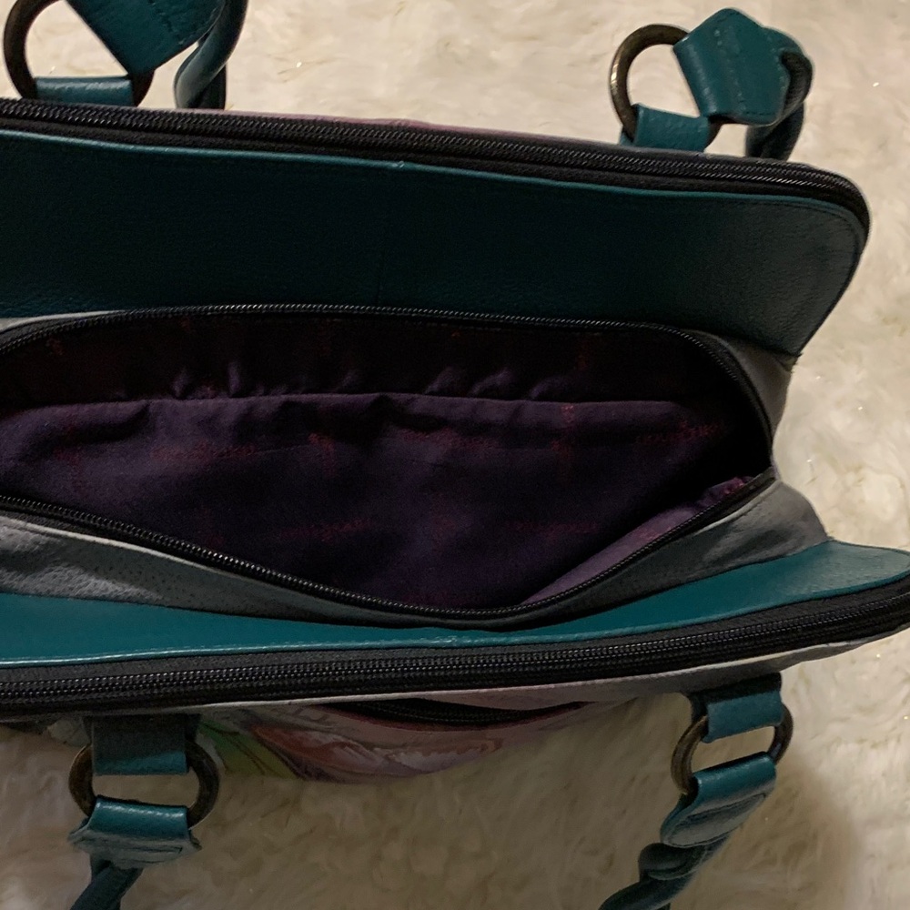 Anuschka Leather Handpainted Butterfly Shoulder Bag NWOT - Picture 6 of 12